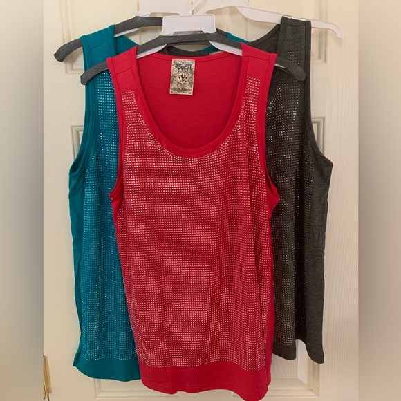 NWT VOCAL red rhinestone tank size XLARGE. Gorgeous and versatile! - Picture 8 of 8